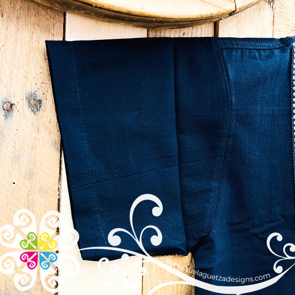 Navy Blue Lace Men Guayabera - Men Shirt