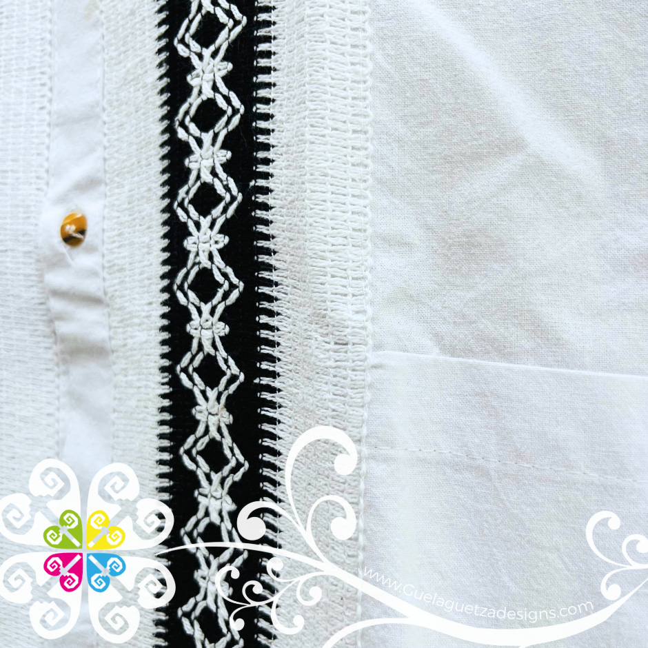 White Pepita Guayabera - Men Shirt