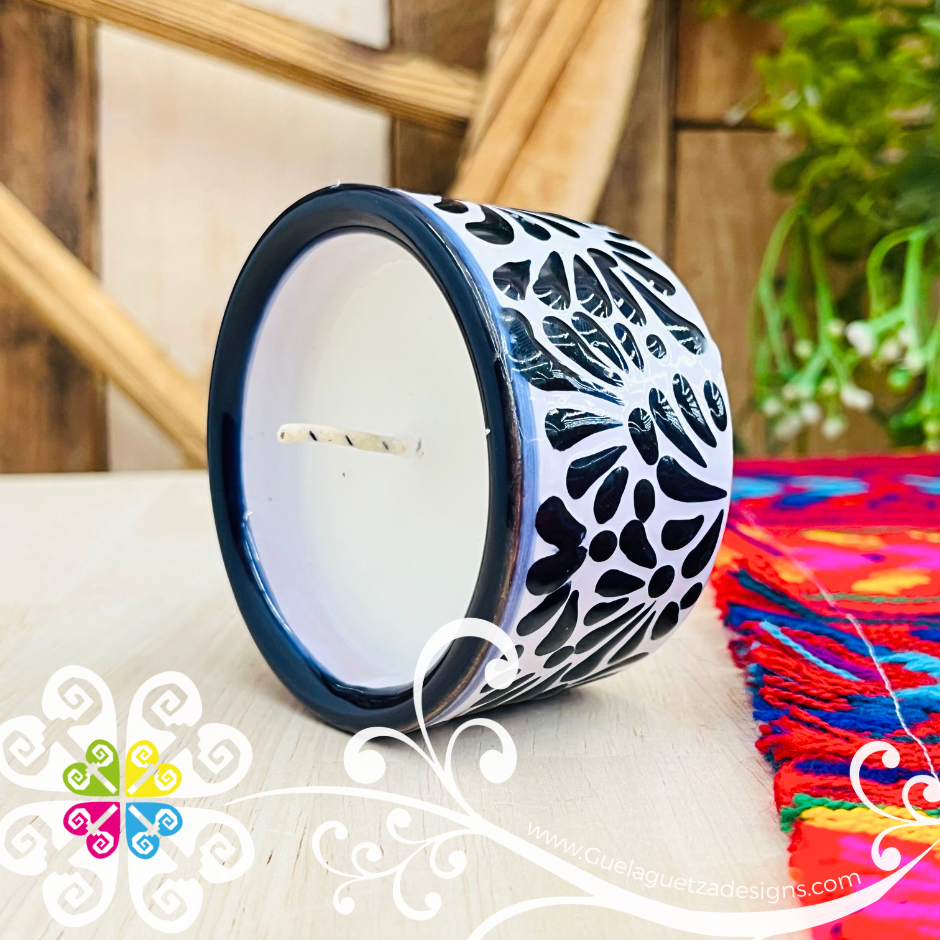 Small Black Talavera Candle - Artisan Candles