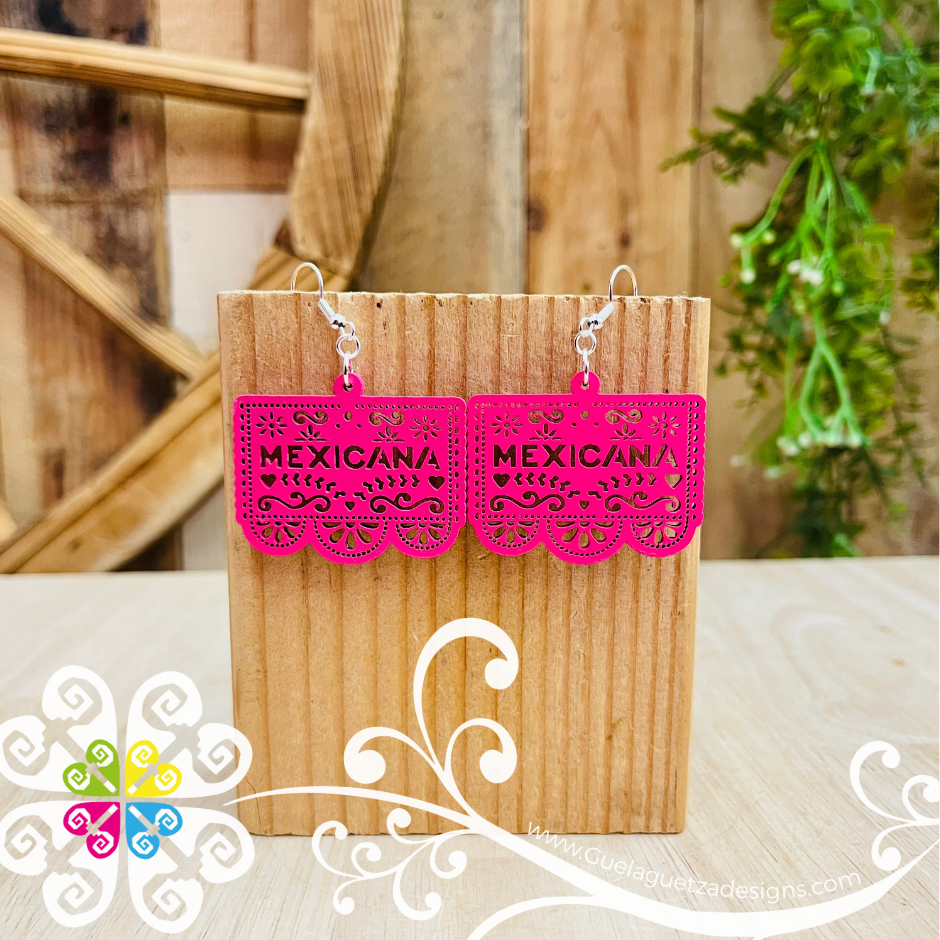 Small Papel Picado Wood Earrings - Wood Earrings