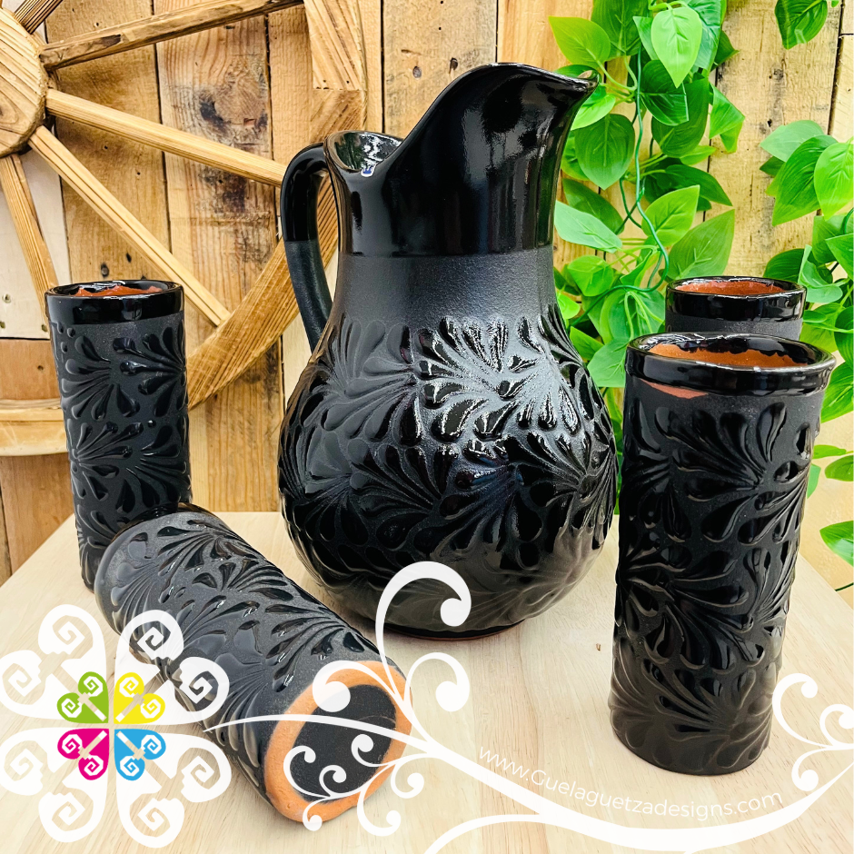 Black Espiga Pato Pitcher Set - 4 Cups