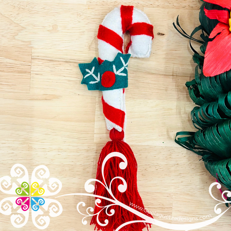 Candy Cane Pom Pom Sets - Christmas Ornaments