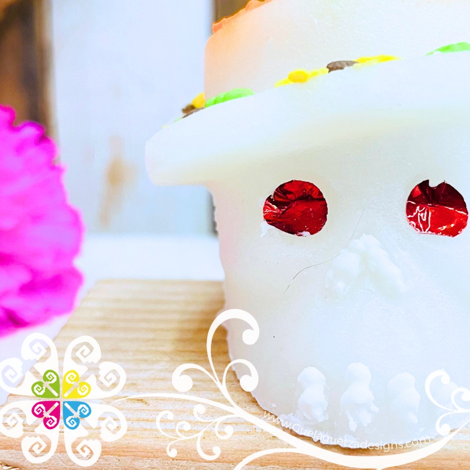 Medium Decorated Sugar Skull con Sombrero - Calaverita de Azucar