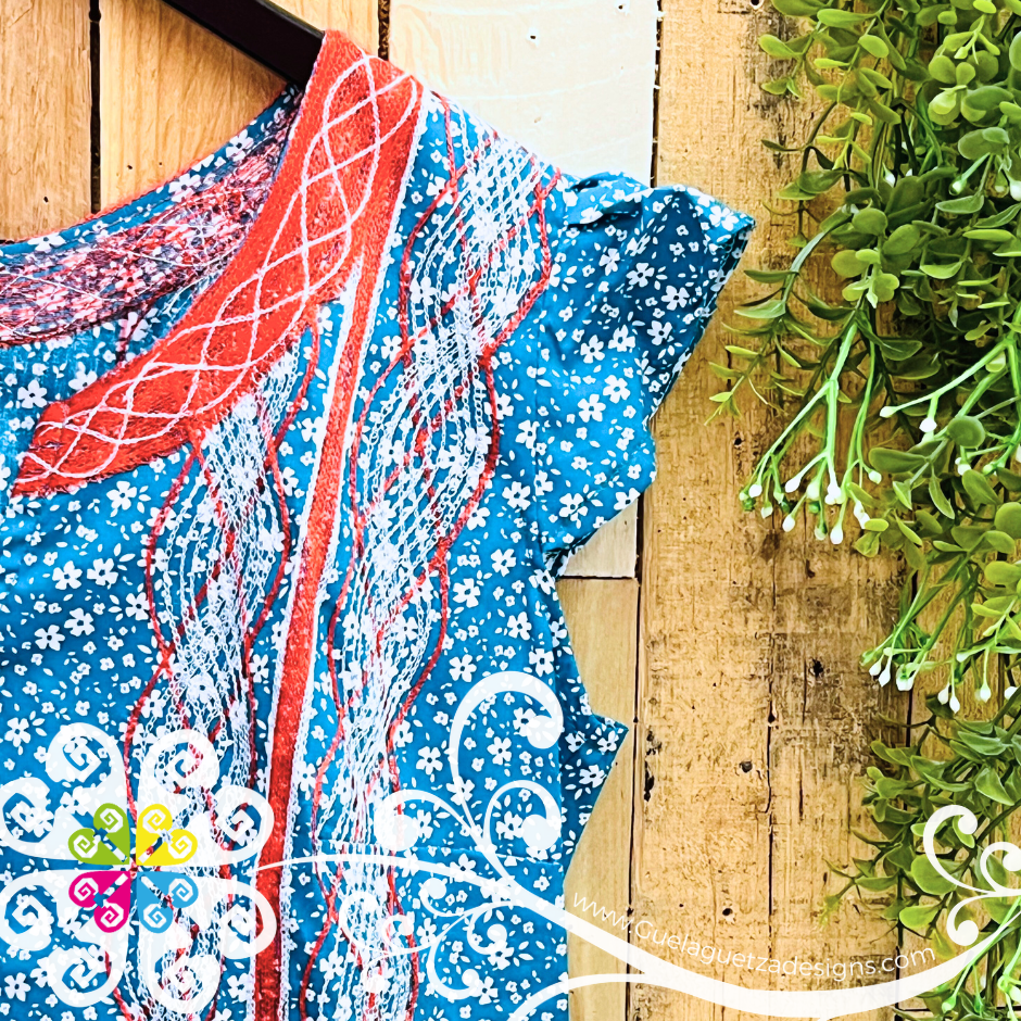 Small Cadenilla Tehuana Lupita Top - Double Embroider