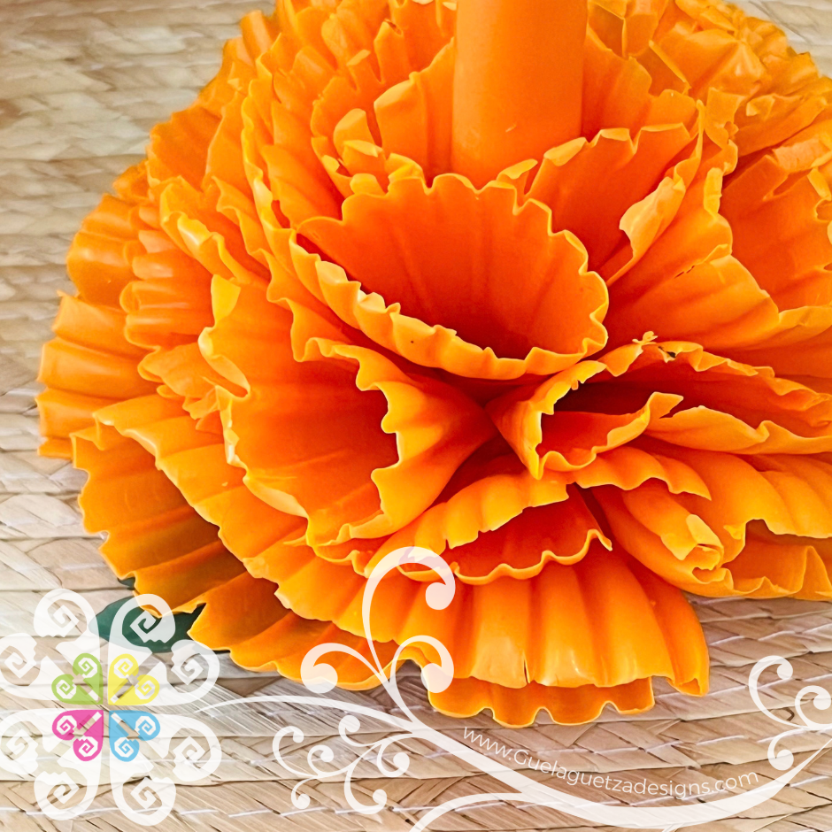Vela Cempasuchil Escamado Elegancia Artesanal- Artisan Candles Vedesa