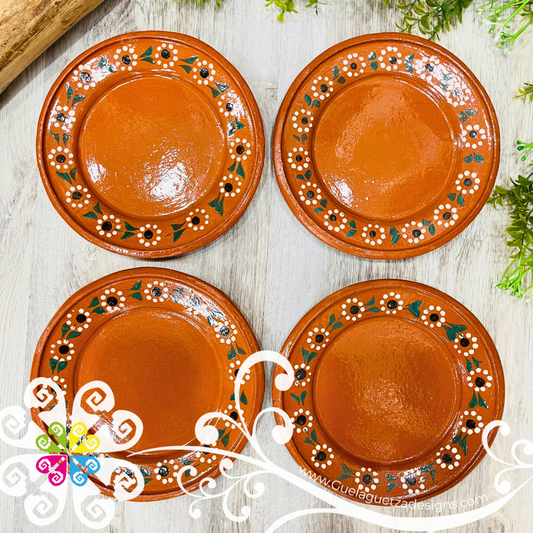 Set of 4 Medium Capula Traditional Plate - Set Capula Sencillo Clay Plate