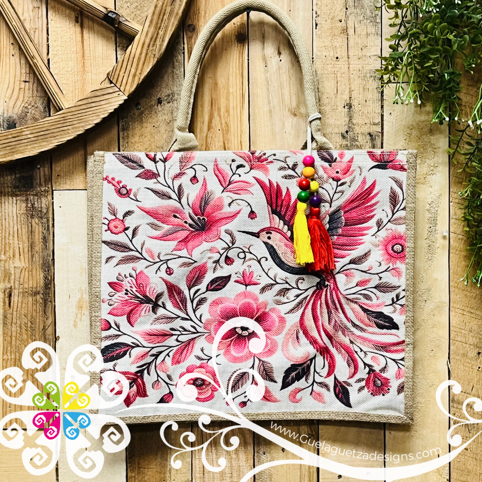 Hummingbird Mexican Jute Tote - Grocery Tote
