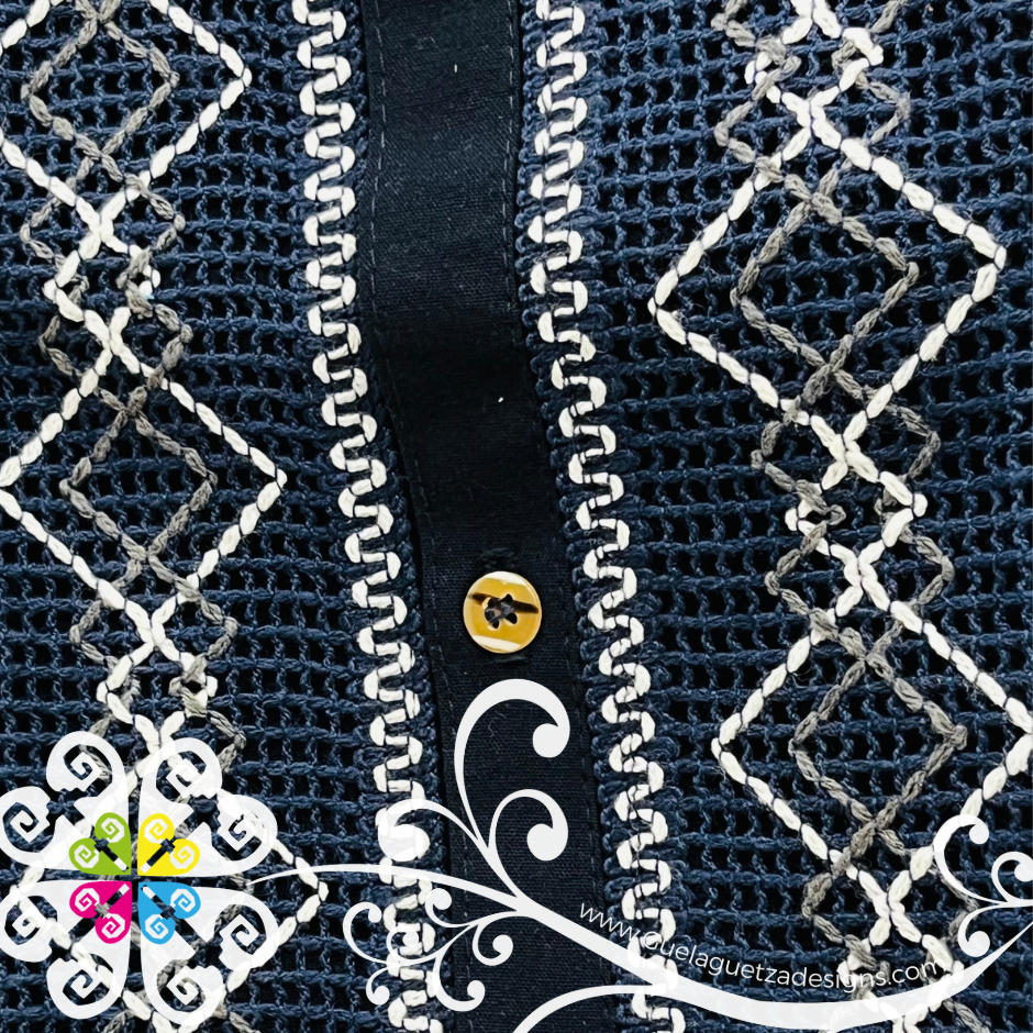 Navy Blue Lace Boy Shirt - Camisa de Niño