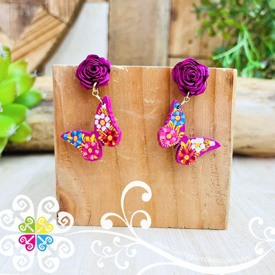 Mariposa Wood Studs - Palm Earrings