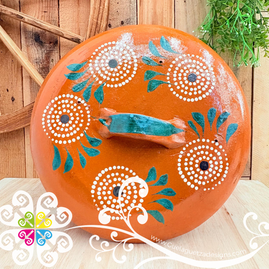 Large Hoja Verde Capula Sencillo Cazuela Barro con Tapa - Capula Sencillo Clay Cazuela