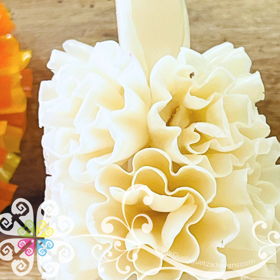 Mini White Vela Escamada Elegancia Artesanal- Artisan Candles Vedesa