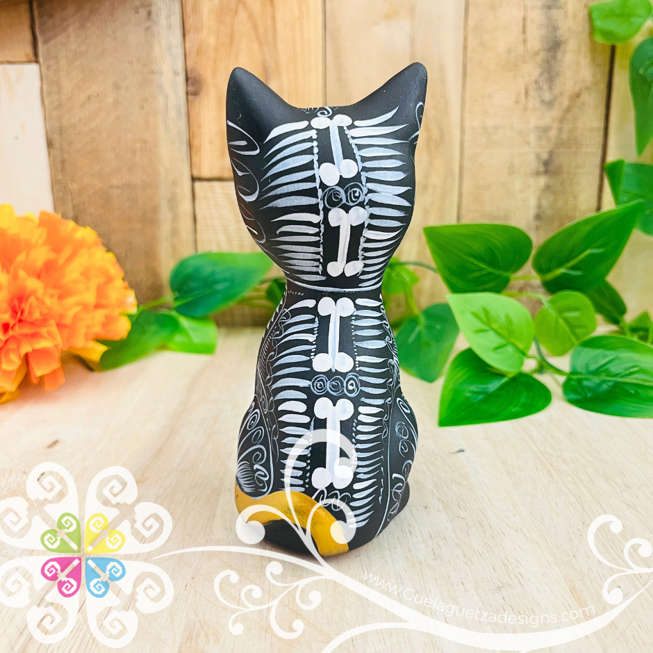 Dia de los Muertos Small Seated Cat - Hand painted Cat