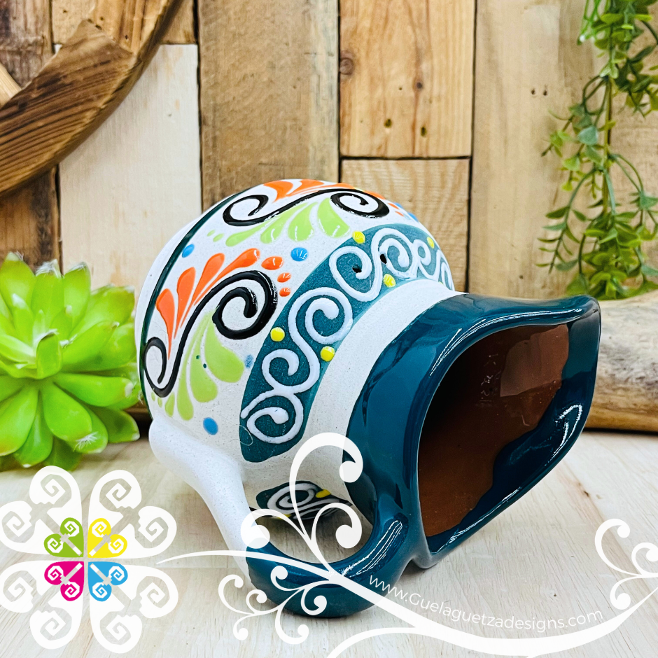 Dark Teal Small Engobe Clay Pitcher - Jarro