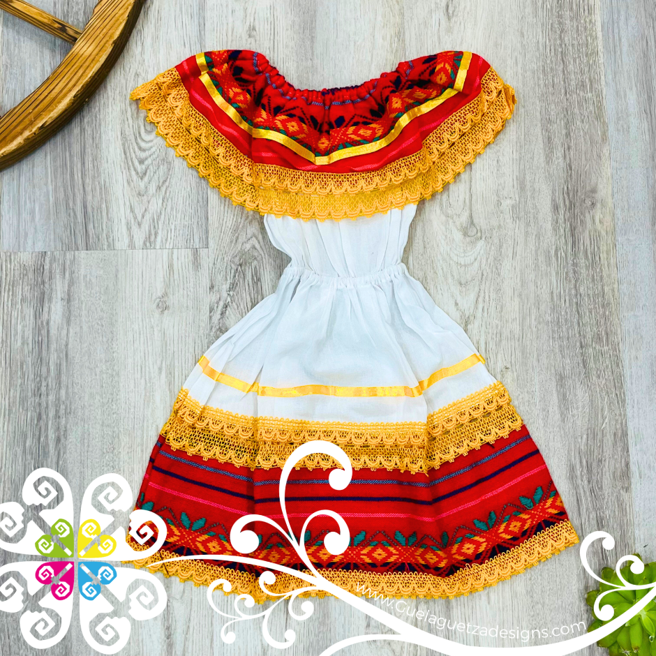 Red Cambray Campesino Children Dress