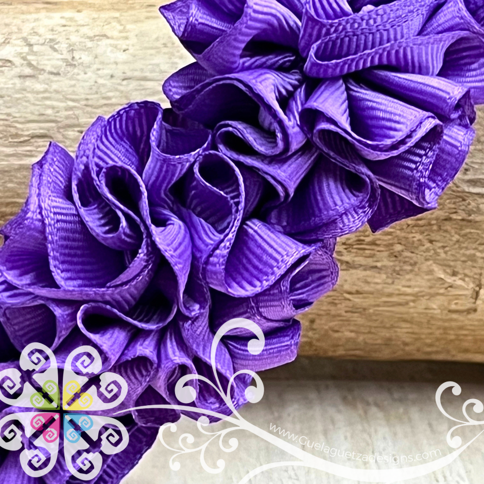 Purple Catrina Ribbon Flower Headband - Folkloric Headband