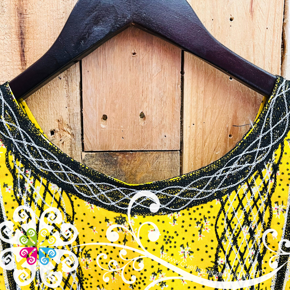 Large Cadenilla Tehuana Fabi Top - Double Embroider