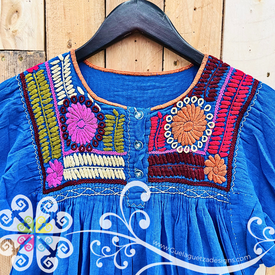 Colorful Embroider Rococo Top with Buttons - Long Sleeve