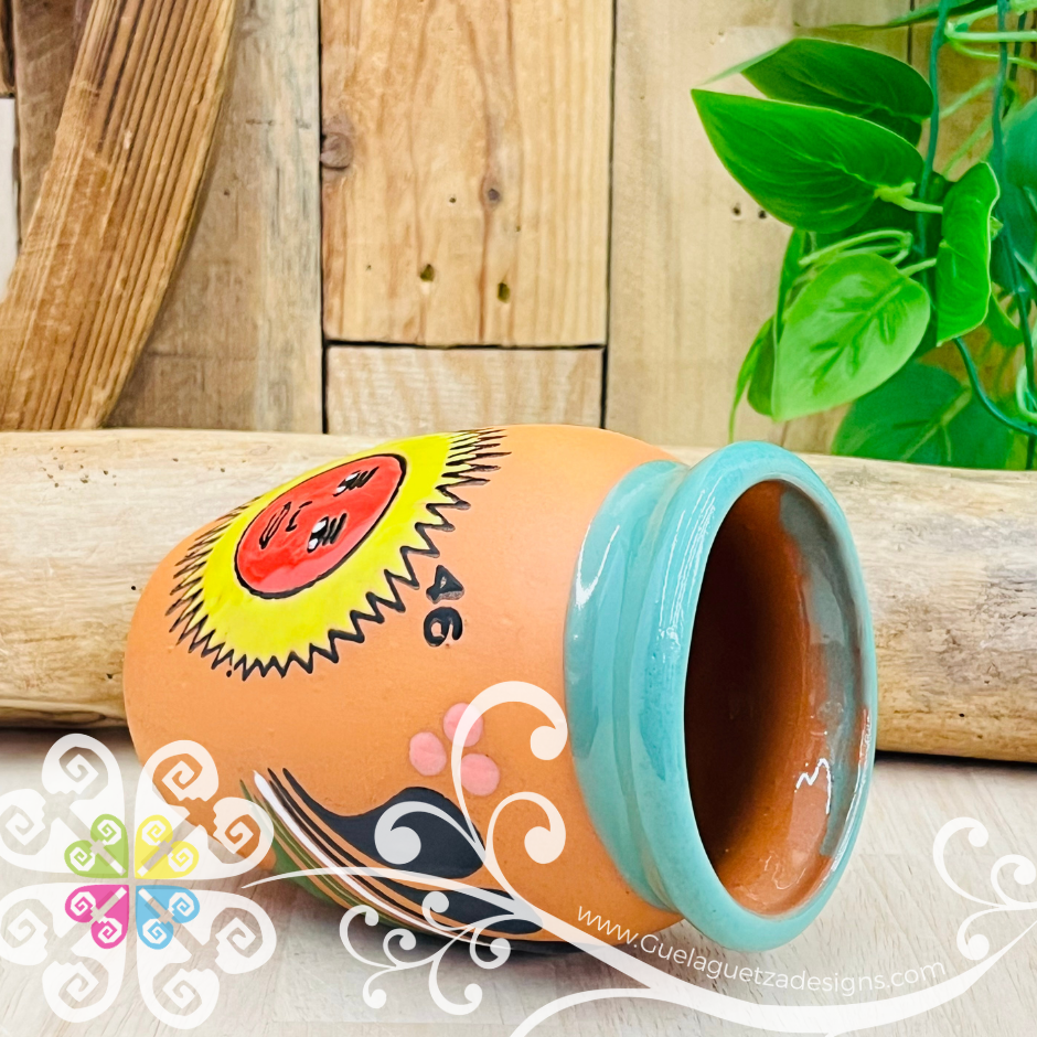 46 - El Sol Cantarito LoteriaMX - Single Clay Cantarito