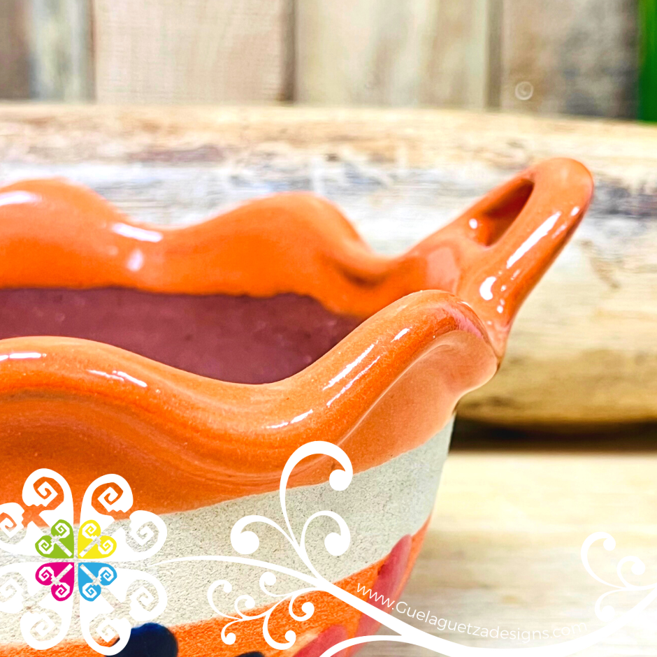 Set of 4 Engobe Small Cazuelita Clay Bowl