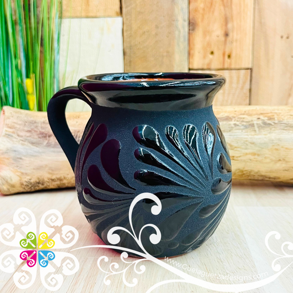 Set of Black Espiga Clay Mugs - Set Taza Barro