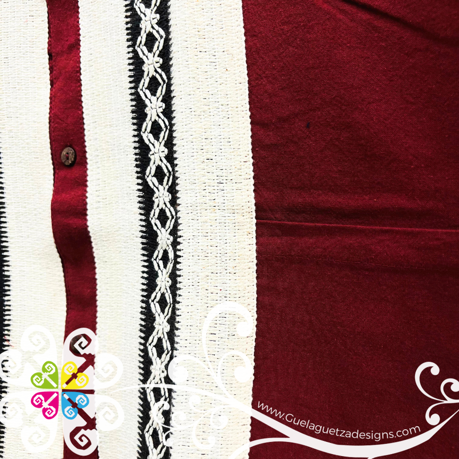 Burgandy Pepita Guayabera - Men Shirt