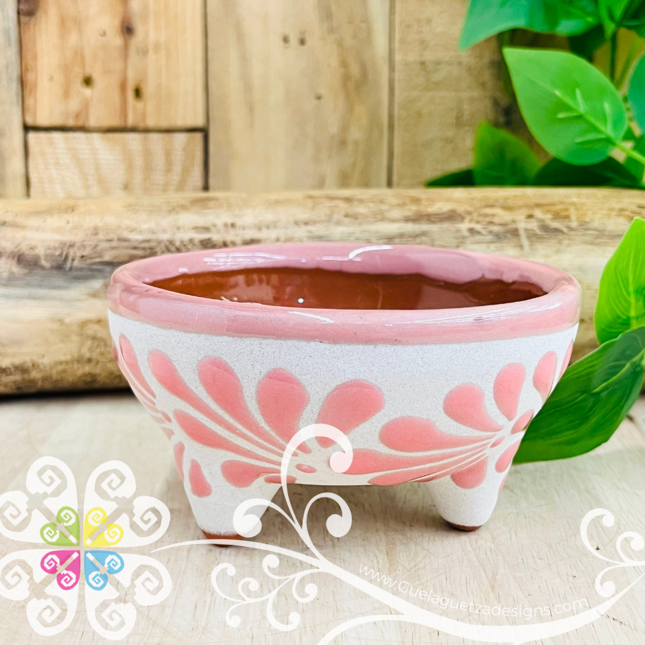 Set of 4 Pink Small Espiga Molcajete Barro - Mexican Kitchen