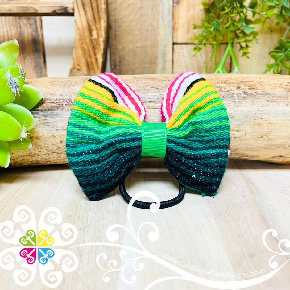 Rainbow Sarape Hair Bow - Hair Bow with Elastic