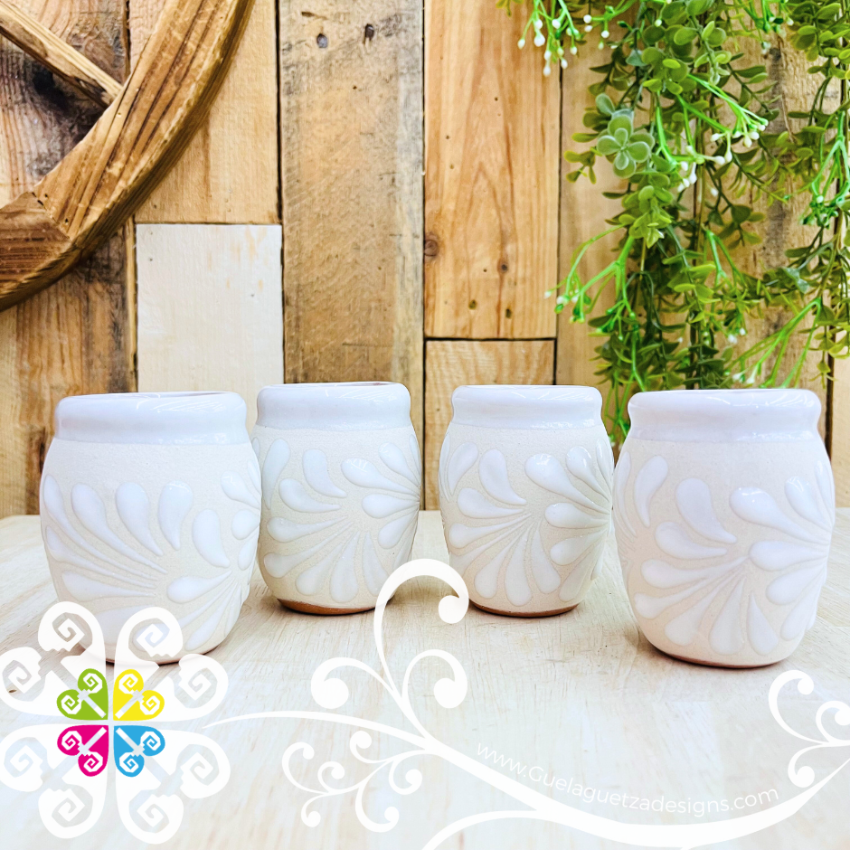 Engobe/White Tequilero Plumeado Set - Clay Tequilero Set