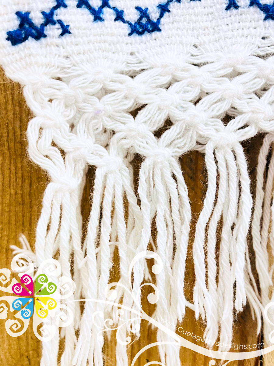 Blue Peacock Embroider Long Poncho - Gaban