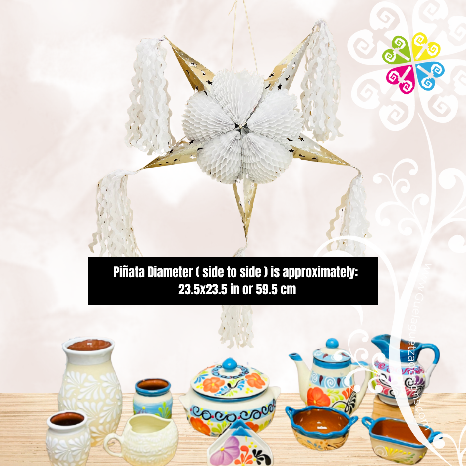 Medium White Fiesta Piñata - Mexican Fiesta Decor