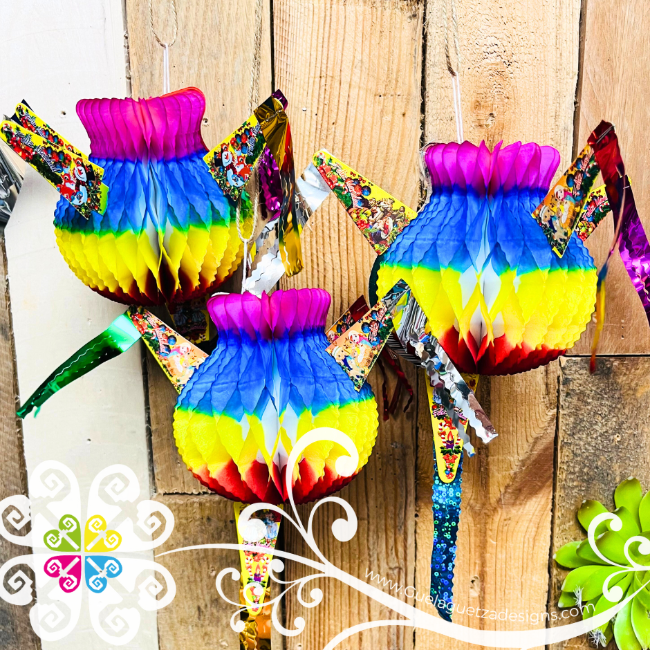 Set of 6 Piñata Ornaments - Mexican Ornaments
