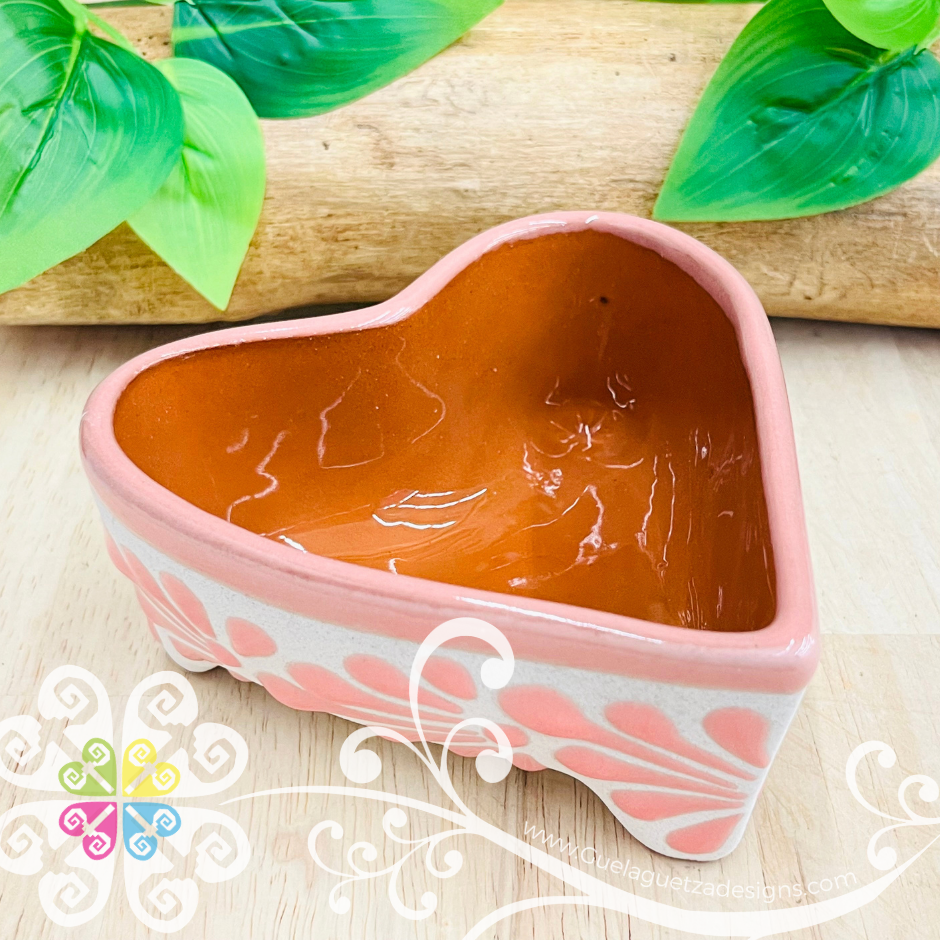 Set of 4 Pink Espiga Molcajete Corazon Barro - Mexican Kitchen