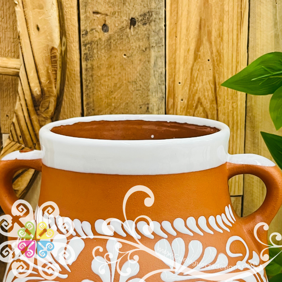 Natural with White Espiga Olla Bule - Home Decor