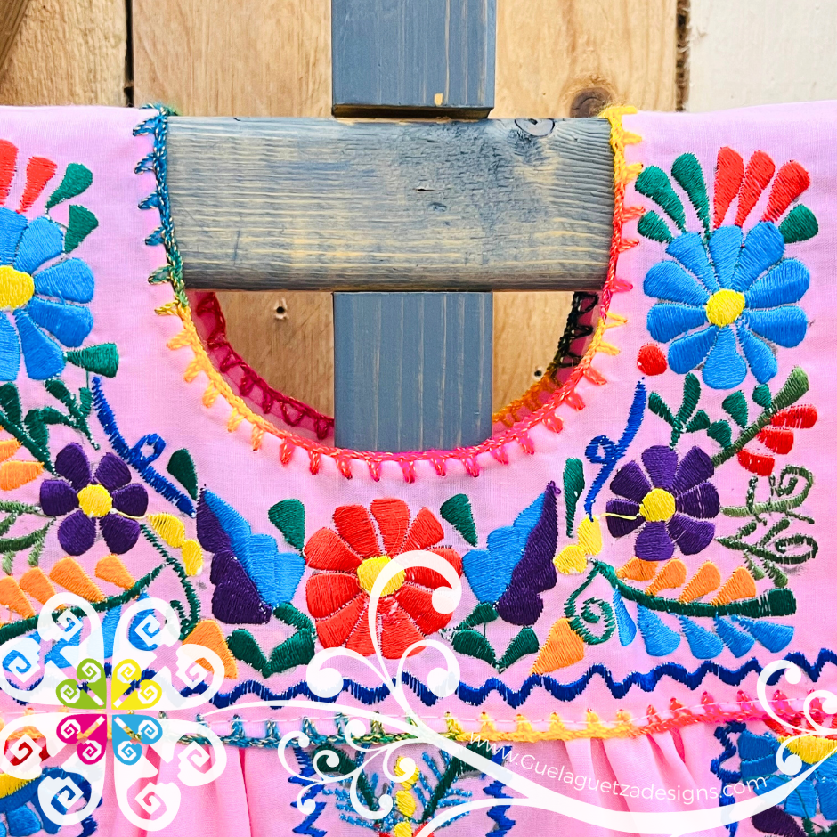 Baby Pink Vestido Tehuacan Nina - Tehuacan Children Dress