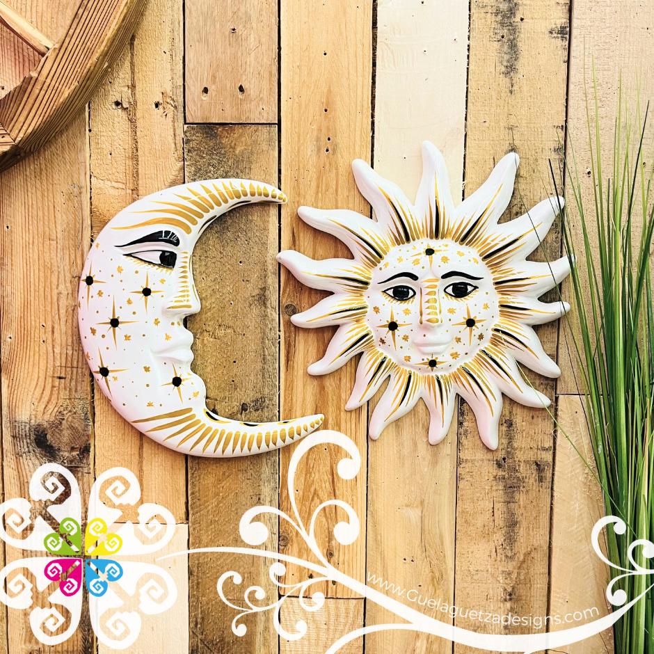 Large White Sun & Moon Set - Wall Decor