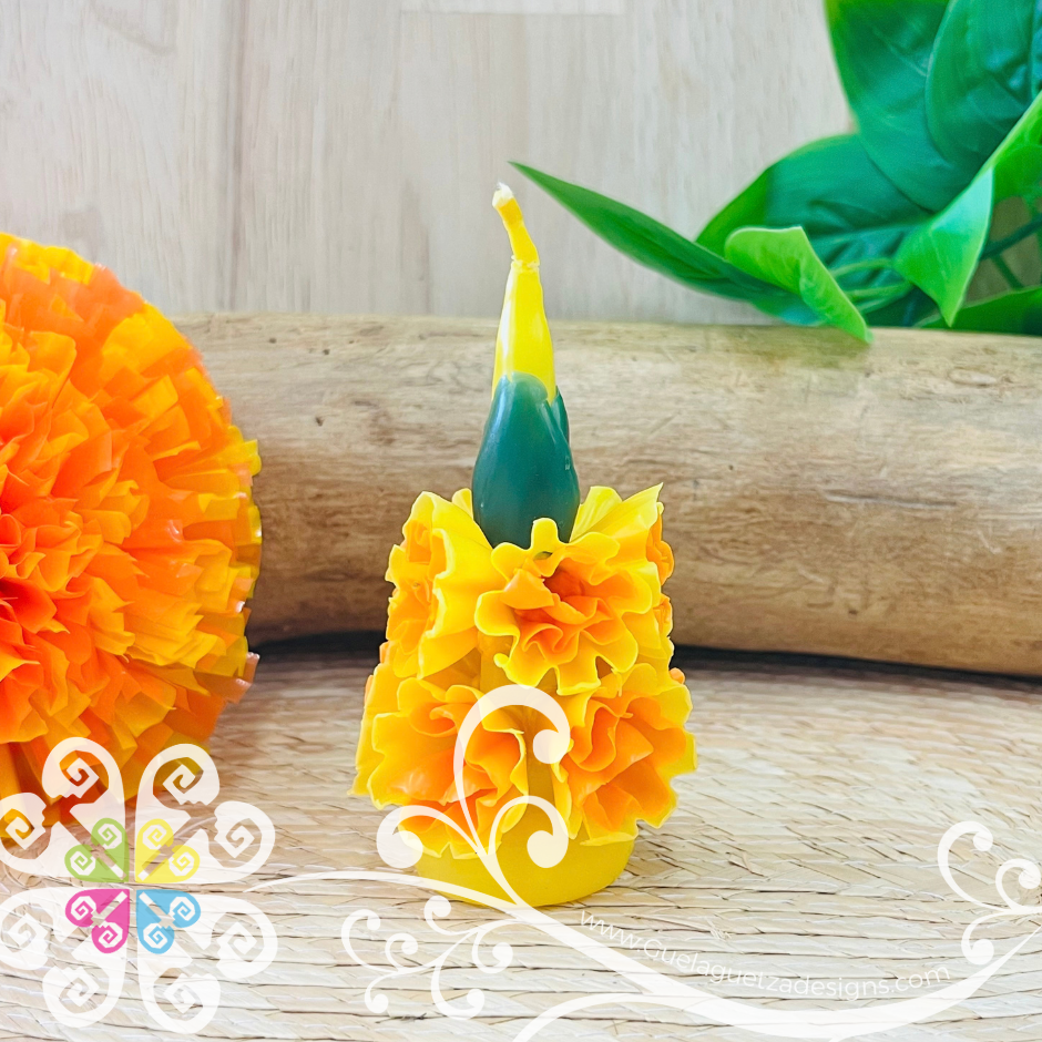 Mini Yellow Vela Escamada Elegancia Artesanal- Artisan Candles Vedesa