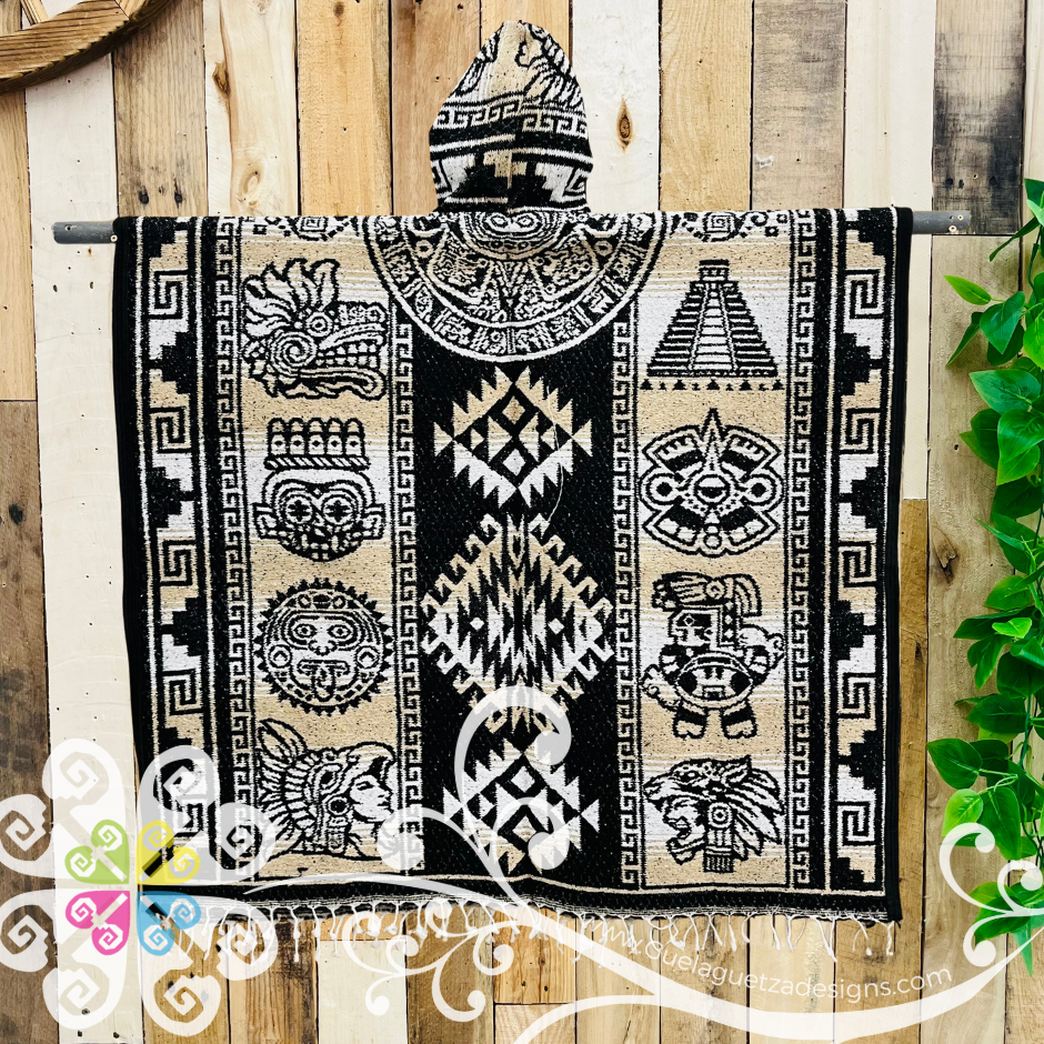 Prehispanic Designs - Men Poncho with Hoodie
