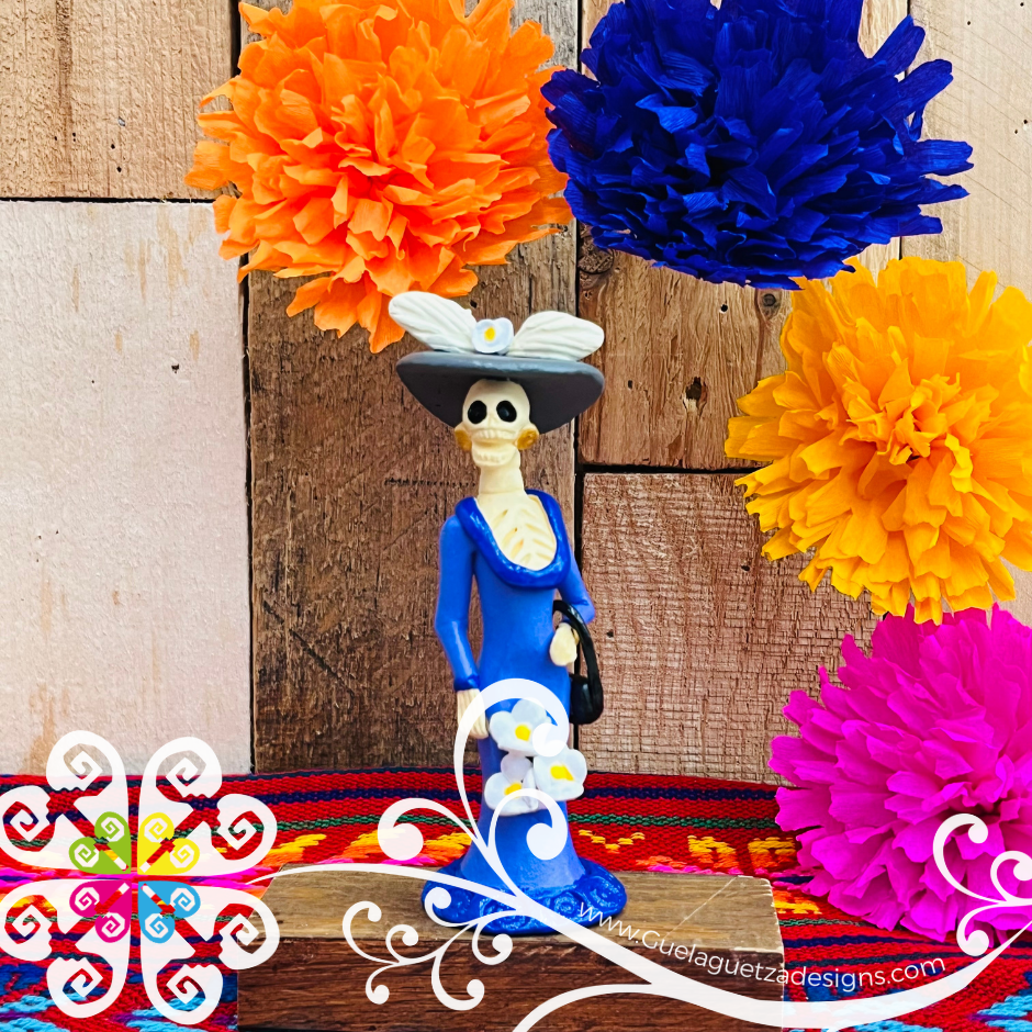 Mini Purple Fina Clay Catrina Michoacana - Capula Clay Home