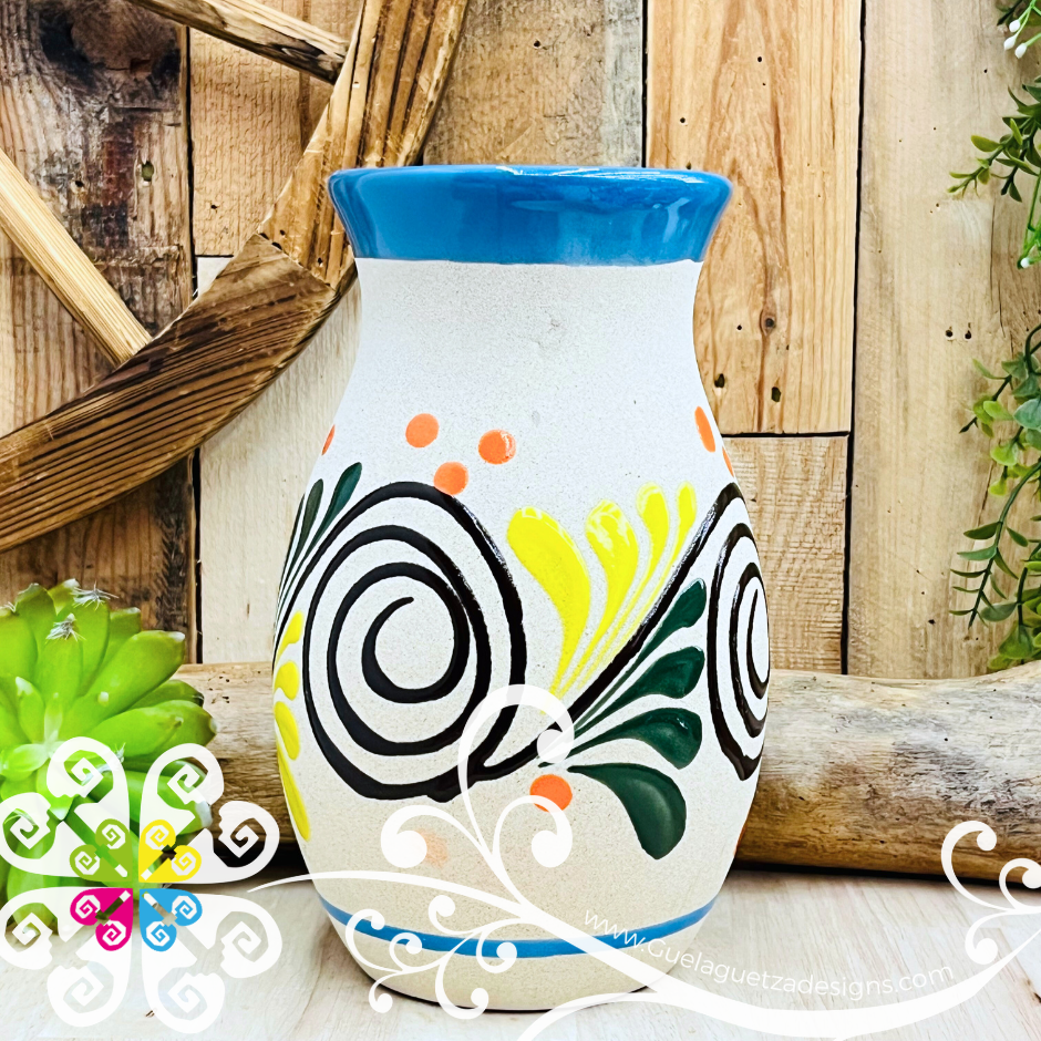 Blue Turquoise Catrina Ovulo Vase - Mexican Home Décor