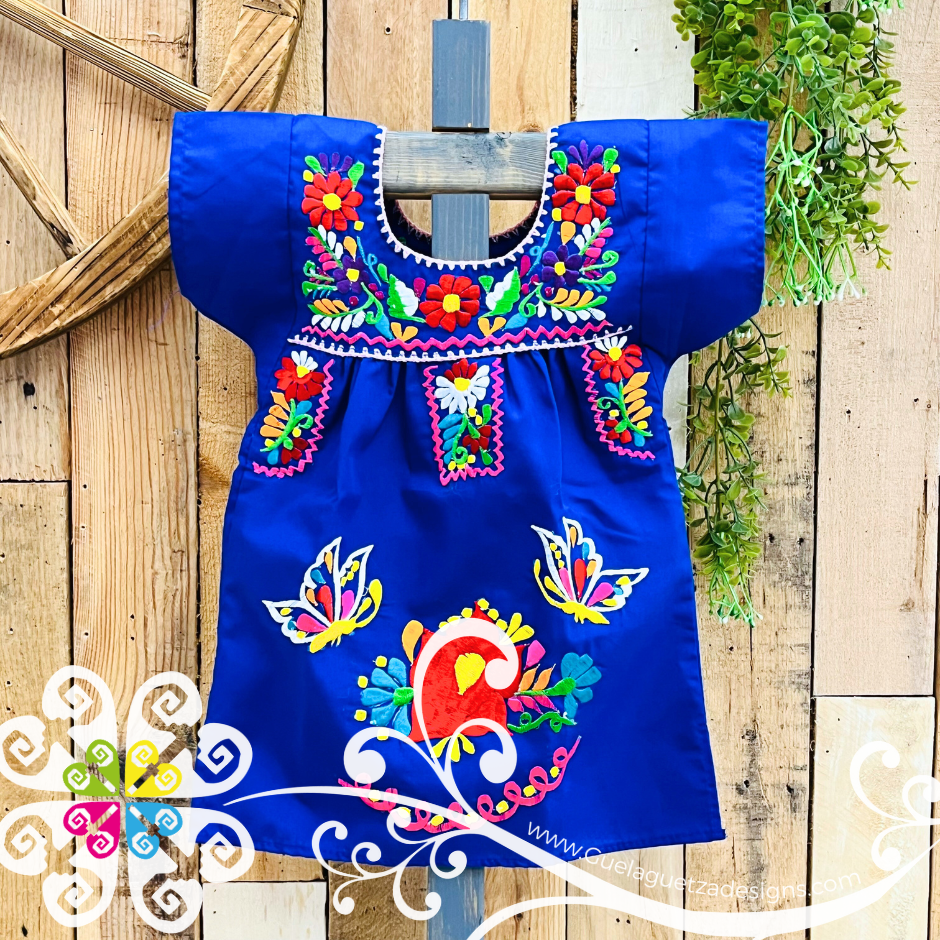 Royal Blue Vestido Tehuacan Nina - Tehuacan Children Dress