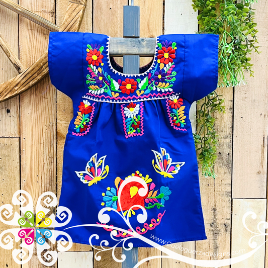 Royal Blue Vestido Tehuacan Nina - Tehuacan Children Dress