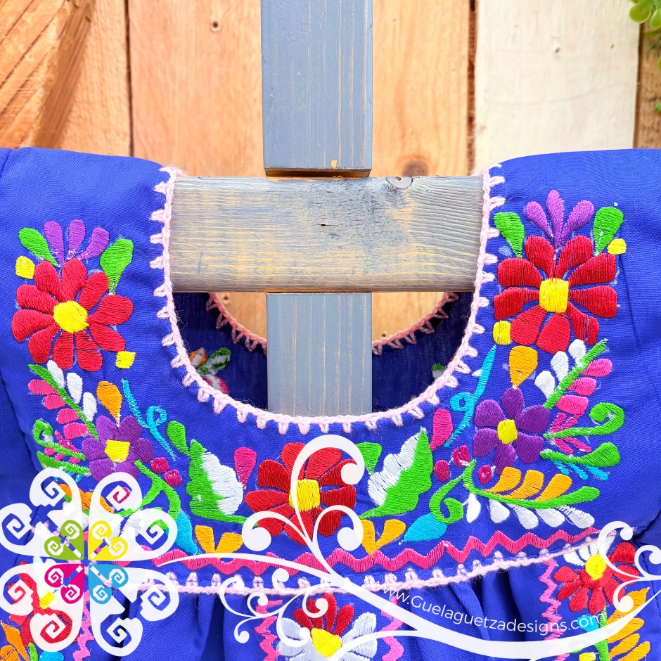 Royal Blue Vestido Tehuacan Nina - Tehuacan Children Dress