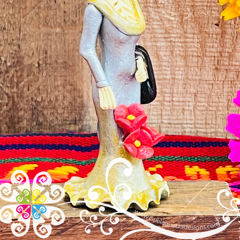 Mini Gray/Silver Fina Clay Catrina Michoacana - Capula Clay Home