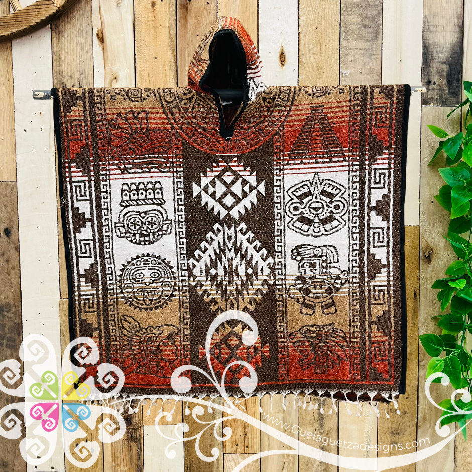 Prehispanic Designs - Men Poncho with Hoodie