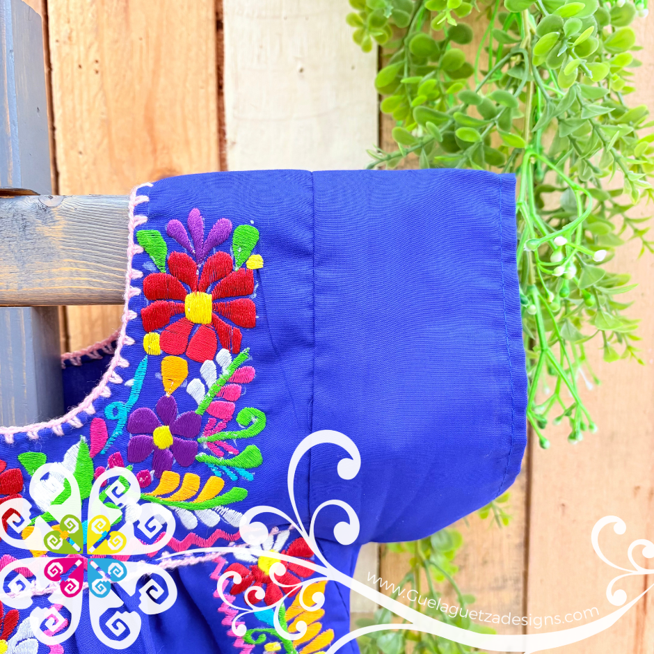 Royal Blue Vestido Tehuacan Nina - Tehuacan Children Dress