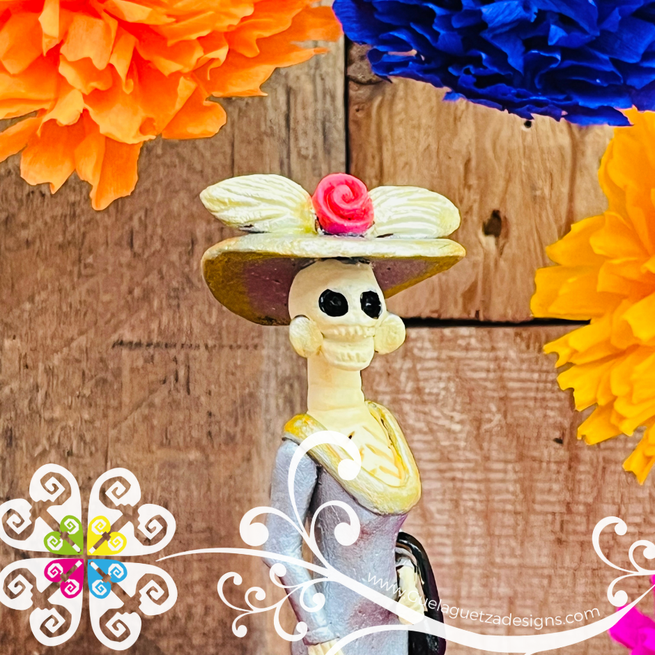 Mini Gray/Silver Fina Clay Catrina Michoacana - Capula Clay Home