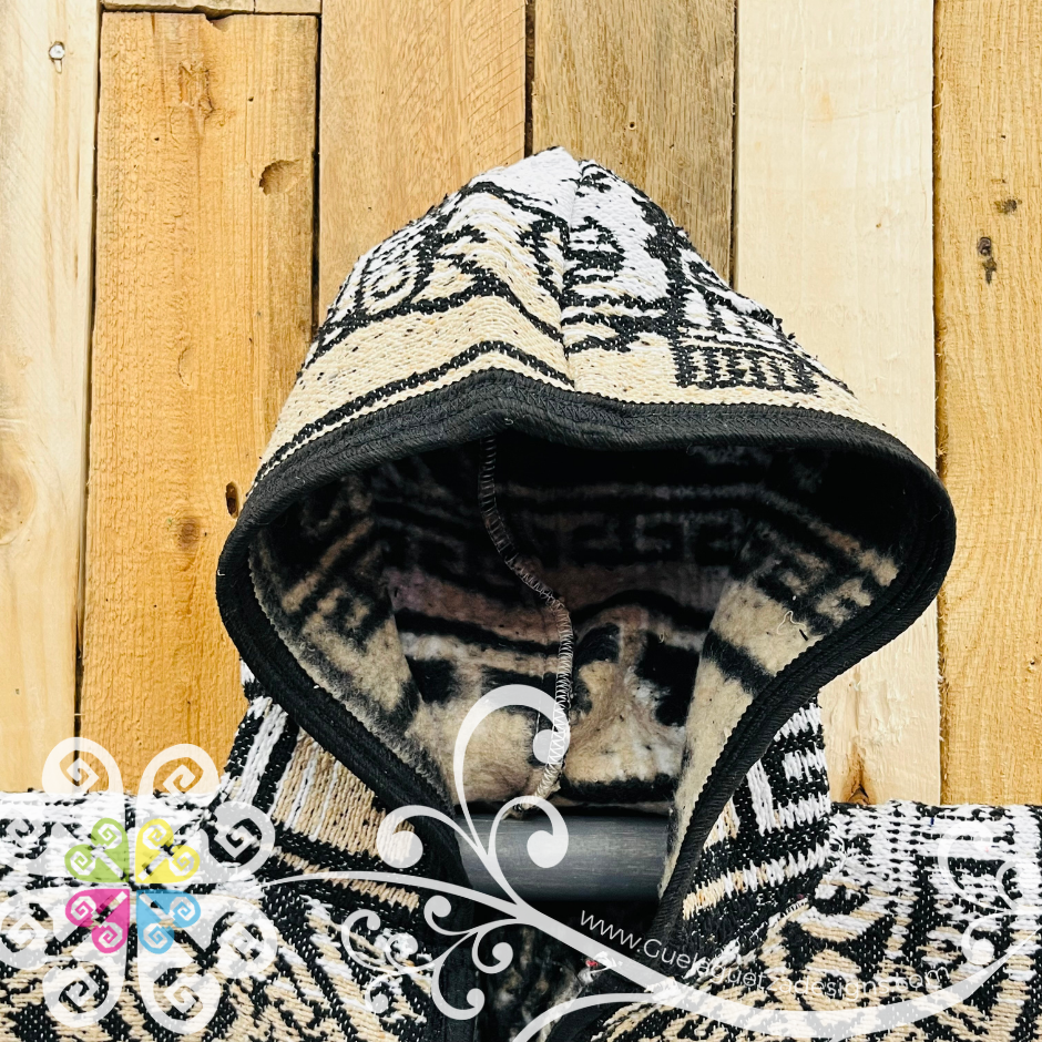 Prehispanic Designs - Men Poncho with Hoodie