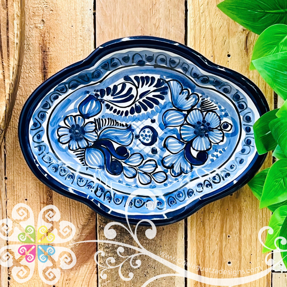 Blue Medium Trinket Tray - Talavera Puebla