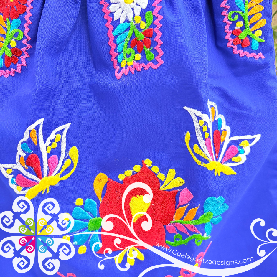 Royal Blue Vestido Tehuacan Nina - Tehuacan Children Dress