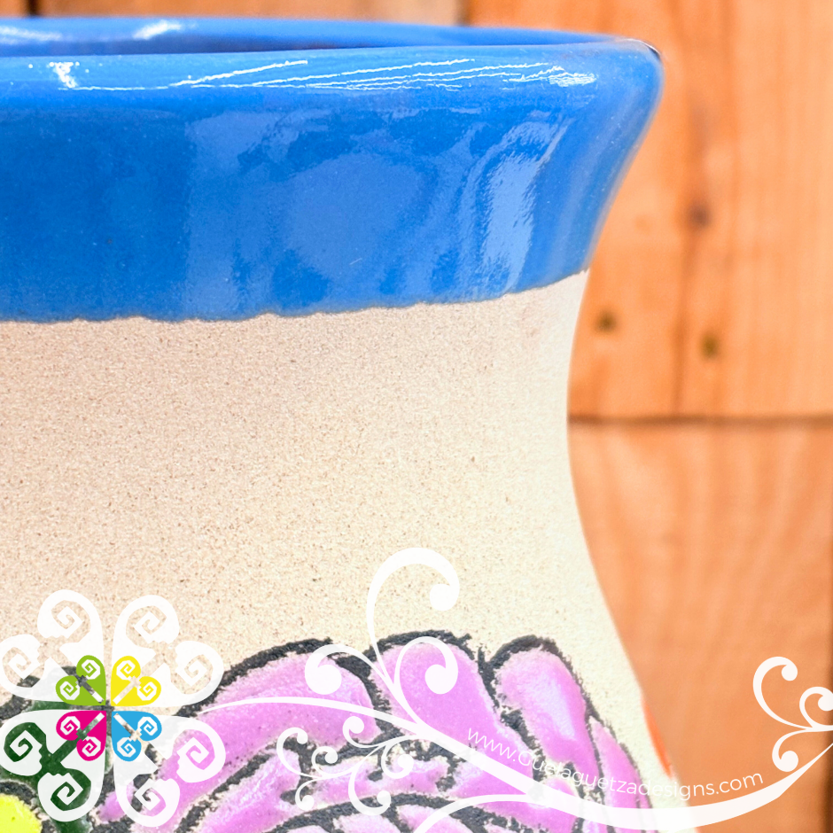 Blue Turquoise Catrina Ovulo Vase - Mexican Home Décor